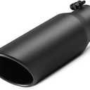 A-KARCK Exhaust Tip 3 Inch Inlet, 3" Inlet 4" Outlet 12" Long Black Coated Finish Muffler Tip For Truck Tailpipe, Stainless Steel Rolled Edge