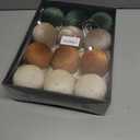 Christmas Tree Ornaments Set Velvet Balls, 12pcs Shatterproof Christmas Bulbs Ornaments for Xmas Tree Decorative Hanging, Vintage Flocked Decoration, 78mm, 3.15 in, Multicolor Green Brown Neutral