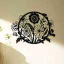 1PC Black Metal Wall Art Decor, Minimalist Rustic Farmhouse Wall Hanging Decorations Wall Sculpture for Living room Bathroom Bedroom Kitchen Office, Christmas New Year Housewarming Gifts (Flowers)