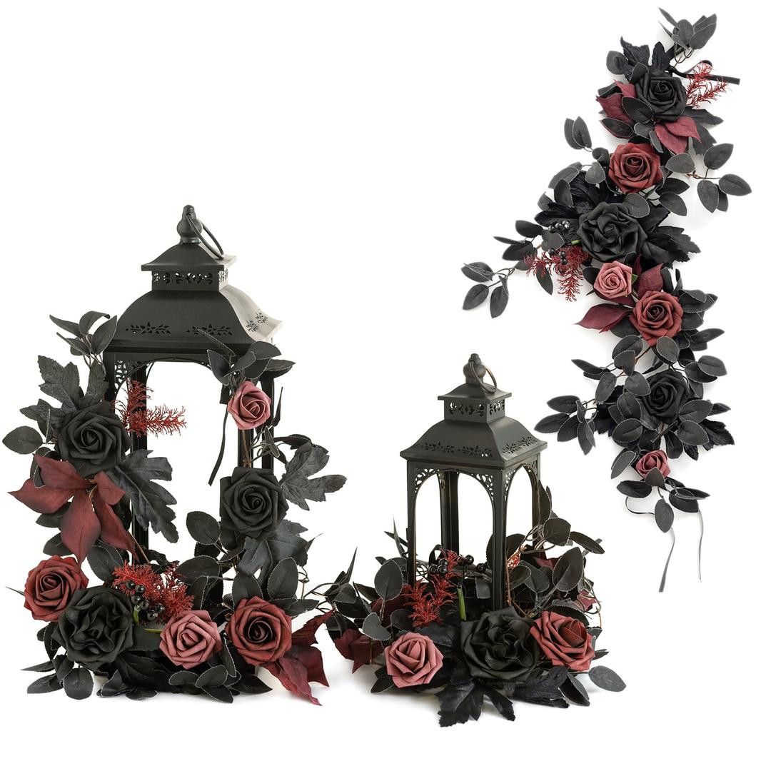 Ling's moment 6Pack 2ft Brown Artificial Flowers Garland Rust & Sepia Lantern Flower Centerpieces Wedding Arch Floral Aisle Decor Chair Flowers for Signs DIY Table Wall Window Cake Decoration