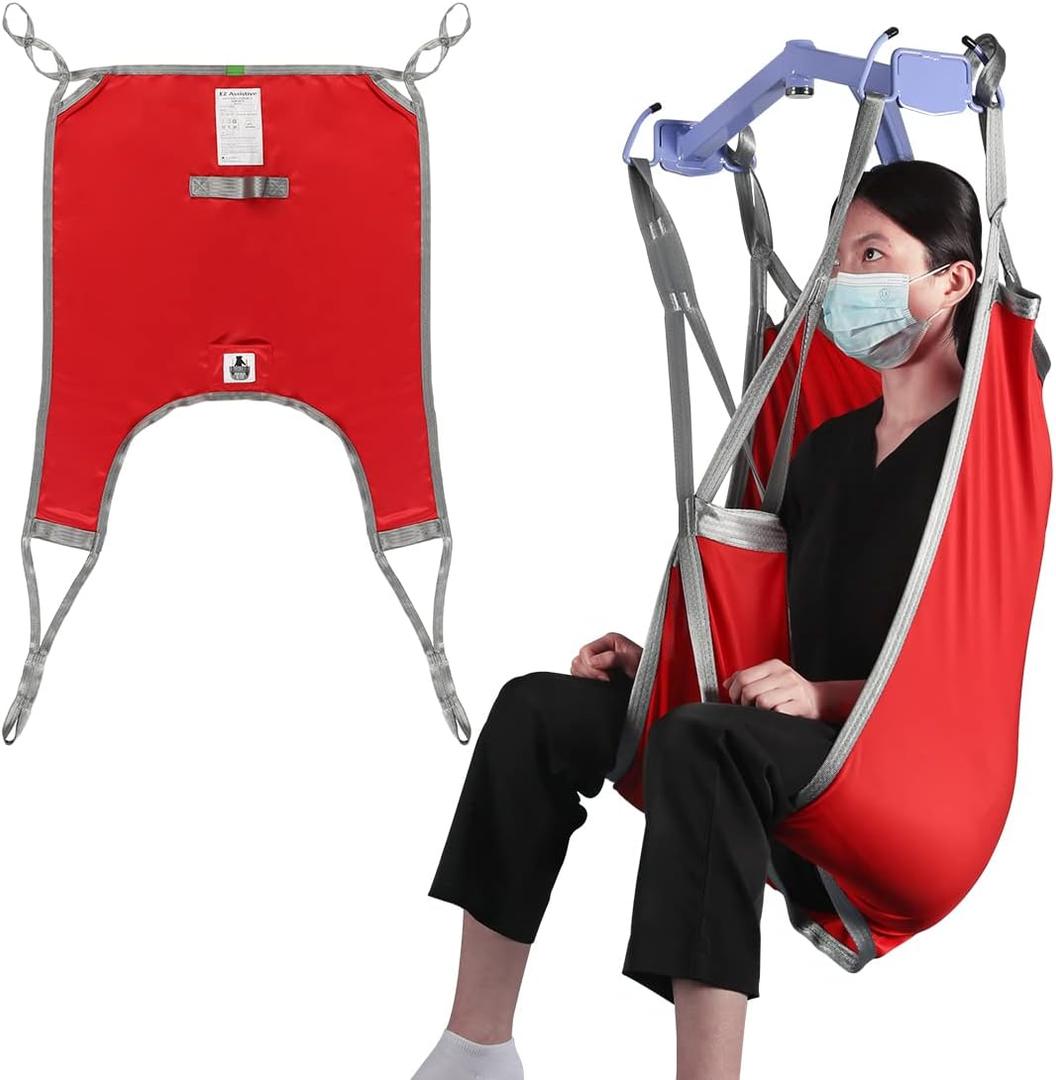 Patient Lift Divided Leg Sling with Lower Back, Lift Sling for Transfer and Positioning and Lifting, 500lb Weight Capacity (Large)