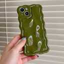 FABSPARK Case for iPhone 14 Pro Max,Cute 3D Solid Color Meteorite Bubble Water Ripple Curly Wavy Frame Case,Soft TPU Shockproof for iPhone 14 Pro Max 6.7 Inch,Cream Green