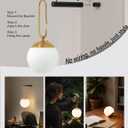 Battery Operated Wall Sconces Set of 2, Black & Gold Wireless Hanging Opal Glass Globe Wall Lamp with Touch & Remote, 12 RGB Colors & 3 Color Modes, Rechargeable Dimmable Wall Light for Bedroom