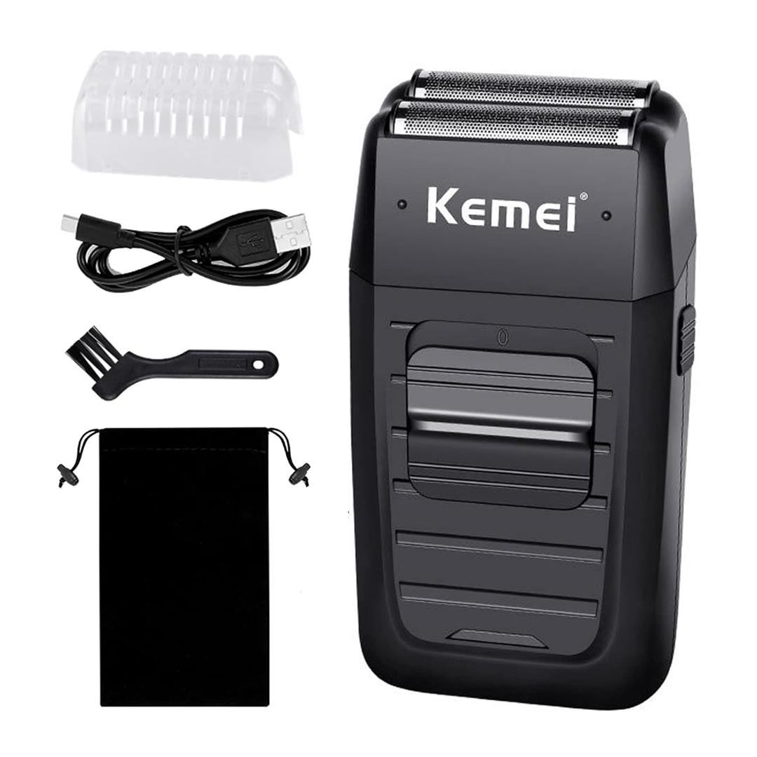 kemei Men's Reciprocating Cordless Razor Razor Electric Rechargeable Razor Precision Beard Sideburn Trimmer Razors Twin Blade Multifunction Grooming Razor