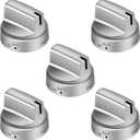 AMI PARTS WB03X24818 Gas Stove knobs 5 Packs Compatible with ge Stove Knob -Stainless Steel Colored Range Burner Control Knob Replacements PS11729081 AP5989029Not Universal