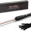 Terviiix Small Barrel Curling Iron Wand, 3/8 Inch Thin Curling Wand Iron for Short & Long Hair, Argan Oil and Keratin Infused Ceramic Curler with Digital Adjustable Temperature & Auto-Off, 9mm, Black