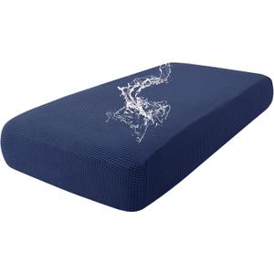 hyha Waterproof Couch Cushion Covers for Pets, Non Slip Sofa Seat Cover for Dogs Washable, Soft Thick Stretch Jacquard Fabric, Sofa Slipcovers with Elastic Bottom (1 Piece for Medium, Navy)