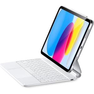 ESR iPad 11th(A16, 2025)/10th Gen Case with Keyboard, Magic Keyboard for iPad 10.9", Case with Floating Cantilever Stand, Springy Backlit Keys, Multi-Touch Trackpad, Rebound Series, White