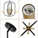 ACNKTZ Small Black and Gold Chandelier for Foyer, 4-Light Geometric Metal Entryway Light Fixture Hanging, Modern Farmhouse Pendant Lighting for Kitchen Island Breakfast Nook Bedroom Stairway Office