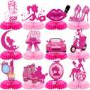 Pink Girls Table Decorations for Party - Hot Pink Princess Party Honeycomb Centerpieces Bachelorette Birthday Party Decorations Girls Doll Theme Party Decor