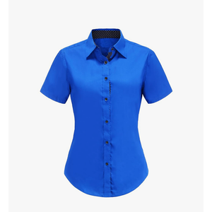 Women Short Sleeve Button Down Shirts Cotton Camisa Manga Corta para Mujer, S