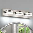 Brushed Nickel Bathroom Vanity Light, (24in Dimmable) 3-Light Bathroom Light Fixtures Over Mirror, LED 5500K Vanity Lights with 360 Rotating Lamp Head