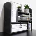 YGYQZ Adjustable PVC Desktop Organizer Storage Rack - Black Desk Shelf for Office, Women, Dormitory & Home Decor, 25in