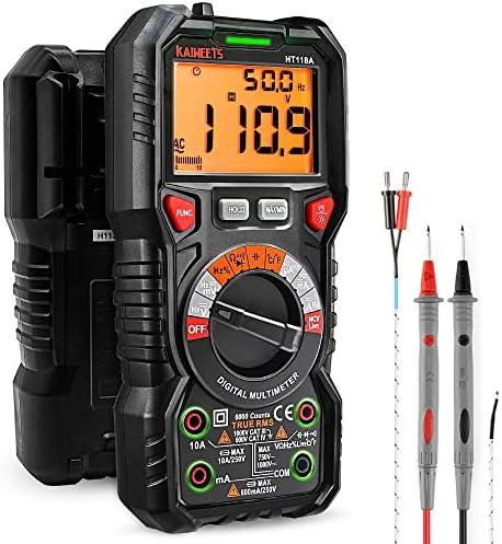 KAIWEETS Digital Multimeter TRMS 6000 Counts Voltmeter Auto-Ranging Fast Accurately Measures Voltage Current Amp Resistance Diodes Continuity Duty-Cycle Capacitance Temperature for Automotive