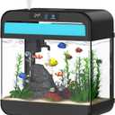 Fish Tank Small Aquarium 2.2 Gal Fish Bowl with Humidifier 7 Color Auto-Looping Light 3 in 1 Quiet Pump with Filteration & Oxygenation & Circulation, Temperature Display, HD Glass, Thickened Base