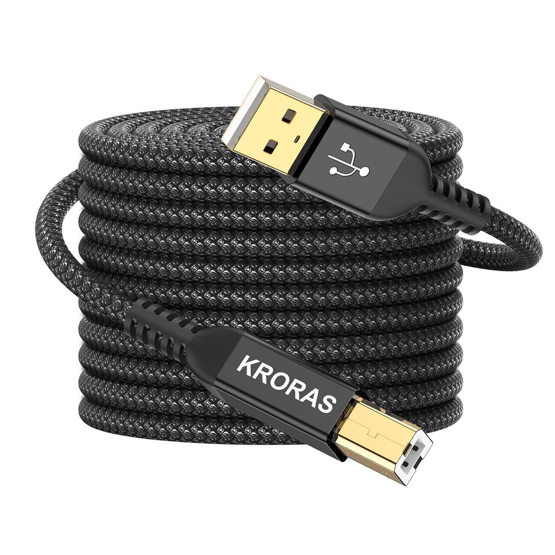 USB 2.0 Printer Cable 30 feet,USB Type A Male to B Male Scanner Cord High Speed for HP, Canon, Dell, Epson, Lexmark, Audio Interface, Midi Keyboard and More