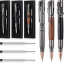 Crtiin 3 Sets Bolt Bullet Pens for Men Bullet Pen for Collector Lover Father with Gift Box and Black Ink Refills Father's Day Graduation Male Teacher Gifts(Wood Gray Black)