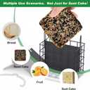 Gbekery All-Metal Double Suet Bird Feeder for Outdoors Hanging, Suet Cake Cage Holder with Weather-Resistant Roof & Perch for Outside Garden, Black