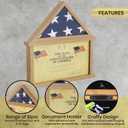 HBCY Creations Flag Display Case with Certificate Holder for 5' x 9.5' American Veteran Burial Flag, Solid Wood with Glass Front with Wall Mount or Standing Display, Weathered Wood