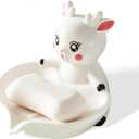 Cute Rabbit Shape Self-Draining Ceramic Soap Dish for Bathroom, Kitchen, Sink & Shower, Easy to Clean, Keeps Soap Dry, Durable & Stylish Cartoon Design, Perfect for Home Dcor.
