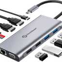 USB C Docking Station Dual Monitor, UtechSmart 11 in 1 USB C Hub Triple Display, Laptop Dock with 2 HDMI, Ethernet, VGA, 100W PD, SD/TF Card Slot, 4USB for MacBook Dell HP Surface Lenovo ASUS (Gery)