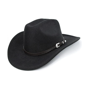 Western Cowboy Hat for Men Women Classic Roll Up Fedora Hat with Buckle Belts Size 52