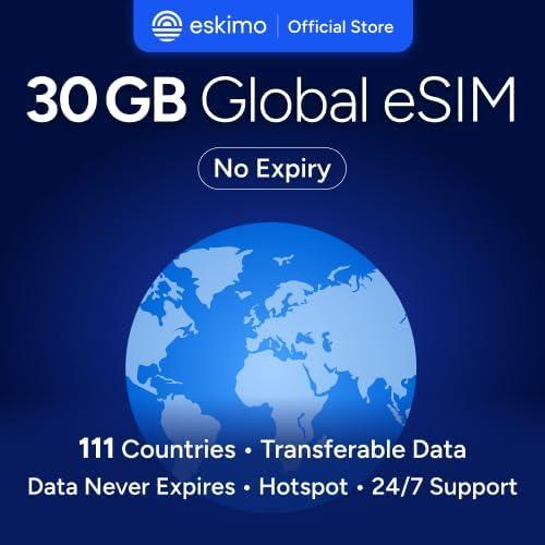 Eskimo Global 1-30GB Travel eSIM | No Data Expiry | 5G High Speed Data (30GB)