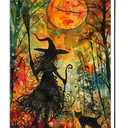 2 x Halloween Witch Garden Flag 12x18 Double Sided Outside Holiday Decorations Vertical Burlap Yard Flags (Vibrant Color)