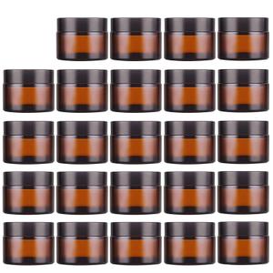 Lil Ray 1 oz Round Amber Glass Jar with Inner Liners and Gold Lid (24pack)