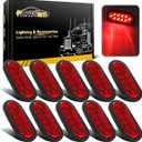 Partsam 10Pcs 6" Inch Oval Led Trailer Tail Lights Red 10 Diodes Grommet and Plug Waterproof Turn Stop Tail Brake Trailer Lights Replacement for RV Trucks, DOT Compliant