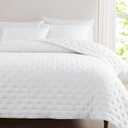 WDCOZY White Cloud Quilt Twin Size Bedding Set with Pillow Sham, Puffy Cozy Lightweight Bedspread Coverlet, Soft Cute Bed Cover for All Season - 2 Pieces, 68x90 inches