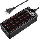 24-Port 100 watt (20 A) USB Charging Station, Travel Desktop USB Rapid Charger, Multi Ports Fast Charger Station Organizer Compatible with Smartphones, Tables, and More Devices