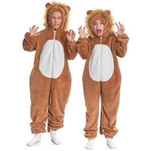 Lion Onesie Kids, Lioness Costume Pajamas Toddler Boys Girls, Wild Animal Blanket Hoodie Pjs Halloween Christmas Cosplay Child 7-8 Brown

 M/7-8