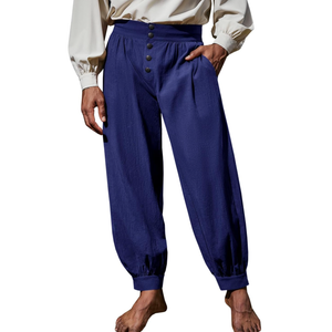 Runcati Mens Medieval Pirate Pants Renaissance Viking Knicker Colonial Halloween Cotton Gothic Costume Trousers , Size 2XL