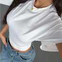 SOLY HUX Women's Basic T-Shirt Crew Neck Short Sleeve Tops Summer Fitted Tee Shirts (M)