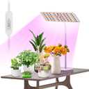 KINGPLUS Grow Lights with Stand, Full Spectrum Growing Light for Indoor Plants, 120 LEDs, 4 Dimmable Levels, Timer 4/8/12h, 12-60inches Height Adjustable,18w, Ideal for Desk Small Plants