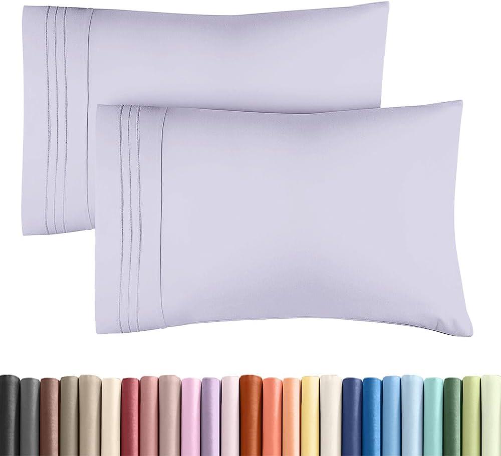 Standard Pillow Cases Set of 2 - Ultra-Soft Hotel Quality Pillowcase Covers - Comfy & Wrinkle Free - Stain and Fade Resistant - Machine Washable Pillow Protectors - 2 Piece Set - Light Lavender