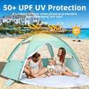 Beach Tent for 3-4 Person, Large Easy Setup Beach Shade Canopy with UPF 50 UV Protection, Portable Shade Tent with 3 Ventilating Mesh Windows for Outdoor, Picnics, Fishing