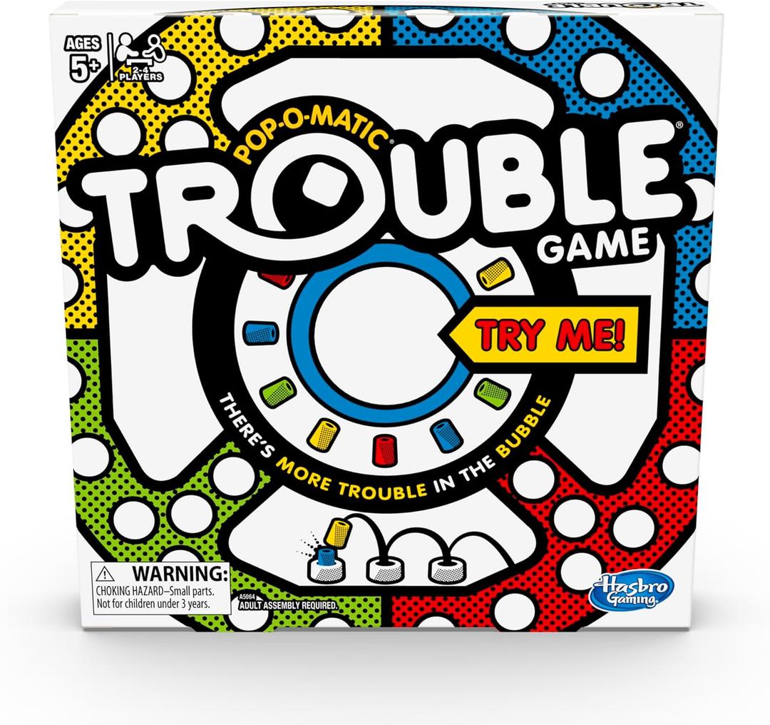 Hasbro Gaming Trouble Board Game for Kids Ages 5 and Up 2-4 Players, Pack of 6