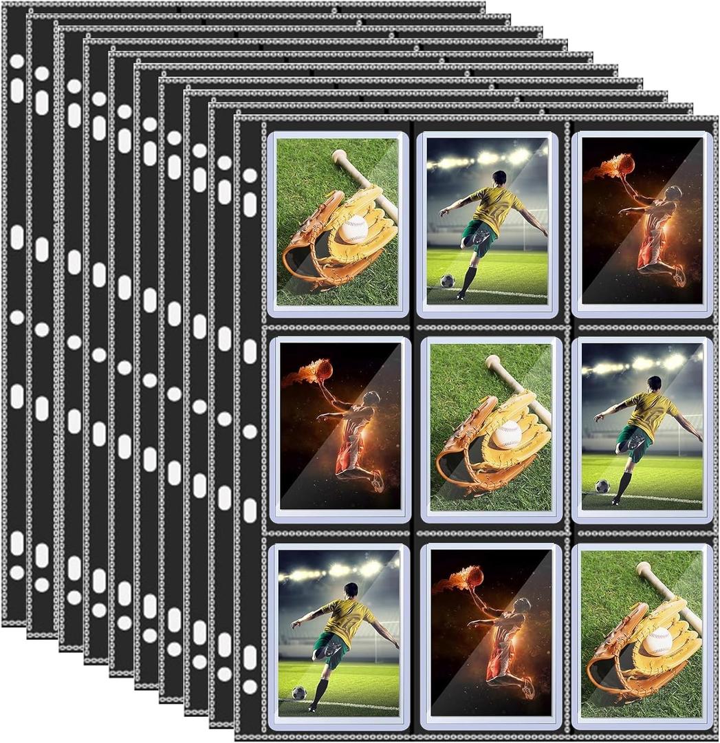 Toploader Binder Pages 9-Pocket, 20 Pack Trading Card Storage Pages for 3" x 4" Toploaders | Holds 360 Cards Total