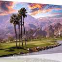 Golf Course at Sunset in Palm Wall Art Prints USA California Picture Canvas Wall Decor for Home Living Room Bedroom Bathroom Framed Artwork Ready to Hang(28''H x 44''W)