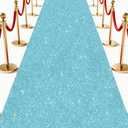 Glitter Carpet Runner 2.6FT x 30FT (200 GSM Thick) + Adhesive Tape - Durable Non-Woven Sparkle Rug, Hollywood Event Carpet, Graduation & Indoor/Outdoor Party Decor (Glitter Blue, 2.6FT X 30FT)