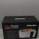 Mueller UltraToast Full Stainless Steel Toaster 4 Slice, Long Extra-Wide Slots for Bagels and Waffles, 6 Browning Levels, LED Display, Cancel/Defrost/Reheat Functions & Removable Tray, Kitchen Gadgets