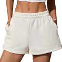 SOLY HUX Women's Sweat Shorts Casual Summer Elastic High Waist Running Lounge Shorts with Pockets (Pure Beige) XS