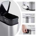 Garvee Bathroom Trash Can with Lid, 3.2 Gallon / 12 Liter Stainless Steel Garbage Can with Removable Liner Bucket, Small Step Wastebasket with Slim Design for Toilet Bedroom Office, Silver