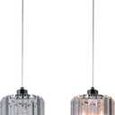 2-Pack Crystal Pendant Lights, Modern Chrome Finish, Adjustable Cord Pendant Light for Kitchen Island, Living Room, Hallway, Dining Room, Bedroom, Bar (Silver)