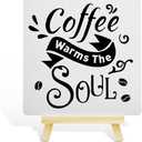 3 x Coffee Table Decor, Bar Decoration Cafe Station Kitchen Home Decor Wooden Sign, Coffee Lover Gifts for Women Men, Warms The Soul