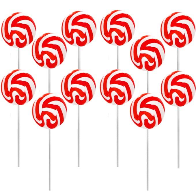 Swirls Lollipop Candy, Mixed Fruit Flavor, Individually Wrapped (Red Swirl, 12-Pack) (BBD 02/04/26)
