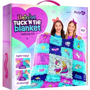 Pretty Me Unicorn Tuck N' Tie Fleece Blanket Kit - DIY Crafts for Girls Ages 6+ Year Old - Best Arts & Craft Girl Gifts Ideas - No Sew Blanket Making Kit - Kids Gift Toys Kits