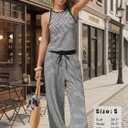 EXLURA Womens Cotton Summer 2 Piece Outfits Striped Halter Tops Matching Wide Leg Pant Sets Lounge Tracksuits Vacation Travel (S)